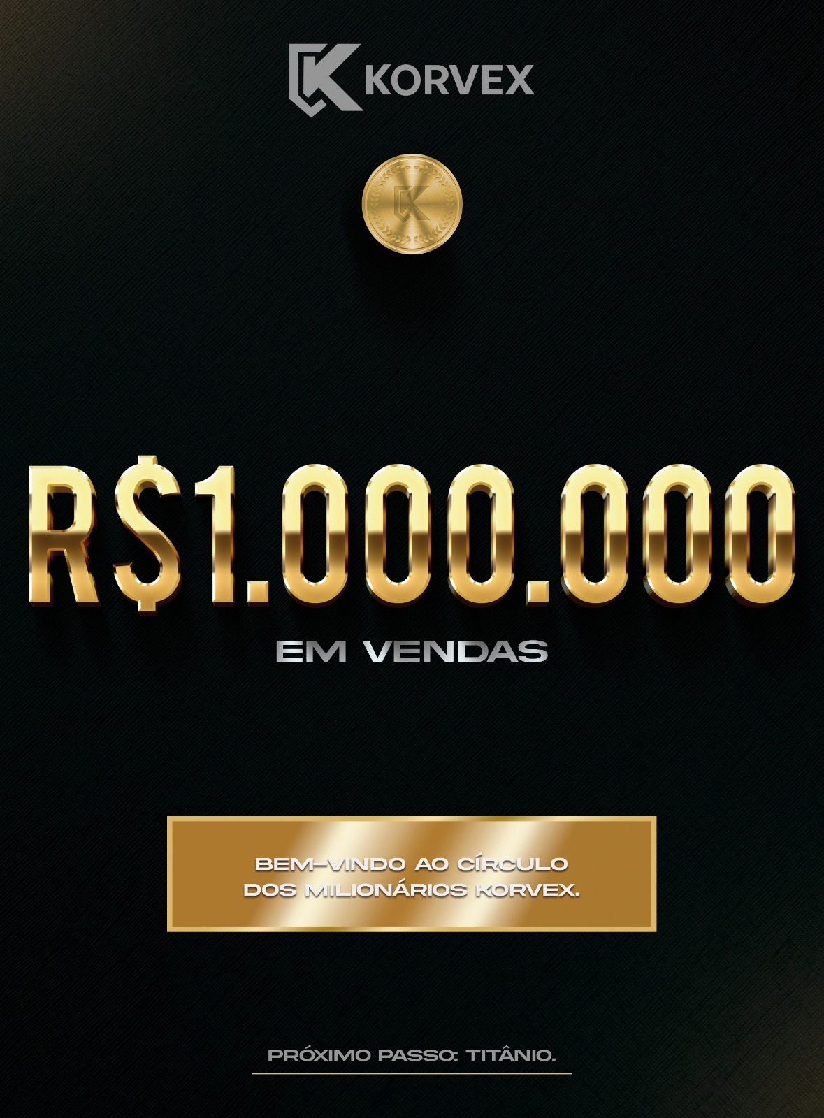 Placa R$1.000.000 em vendas — Korvex
